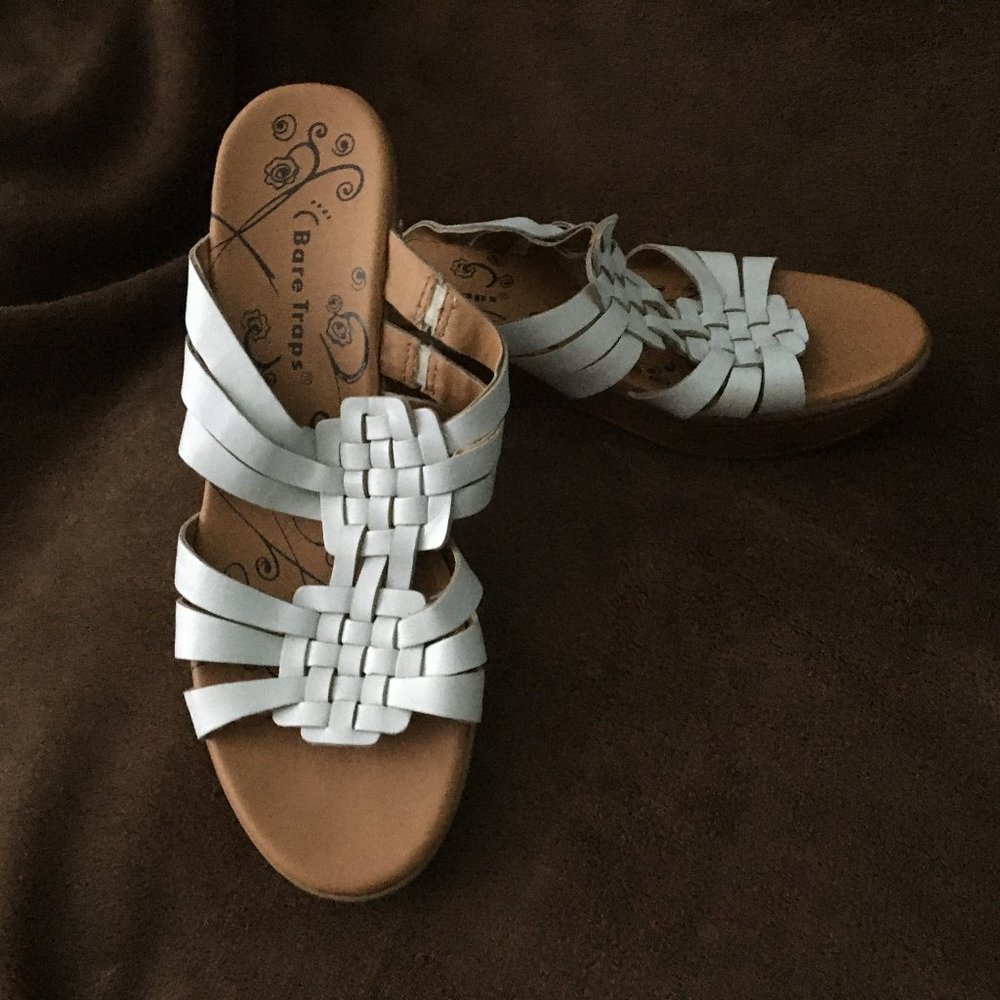 Bare Traps White Wedge Sandals